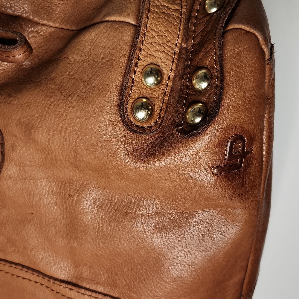 Linea Pelle Large Tan Leather Satchel - Picture 3 of 6